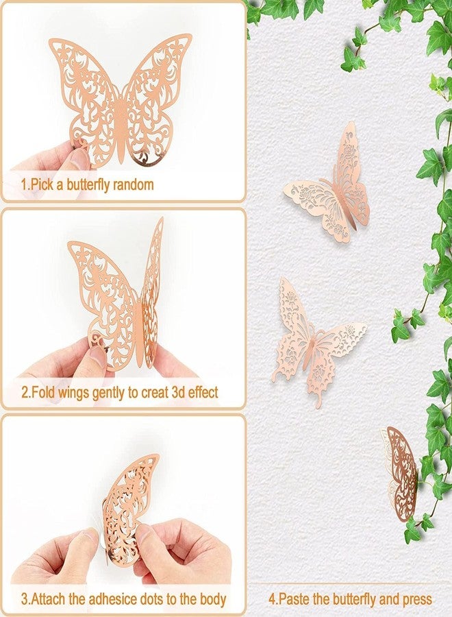 PRABODH™ 12pcs Butterfly for Decoration Items for Wall Decor of Home, 3D Butterflies for Room, Bedroom, Living Room, Artificial Metal Stickers (Rose Gold) (Pack of 1) - Image 4